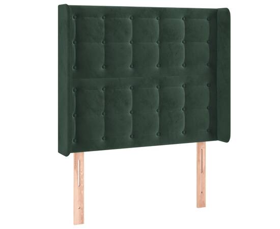 Tăblie de pat cu led, verde închis, 93x16x118/128cm, catifea, 3 image