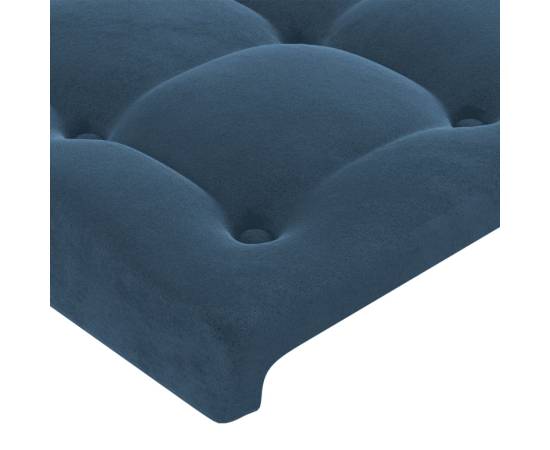 Tăblie de pat cu led albastru închis 90x5x118/128 cm catifea, 5 image