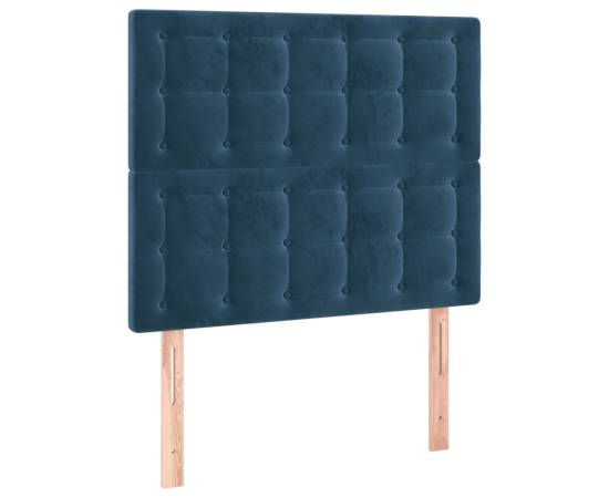 Tăblie de pat cu led albastru închis 90x5x118/128 cm catifea, 4 image