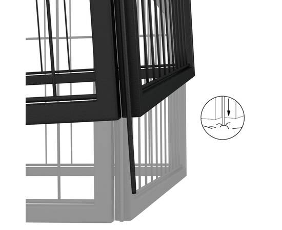 Țarc câini 24 panouri negru 100x50 cm oțel vopsit electrostatic, 6 image