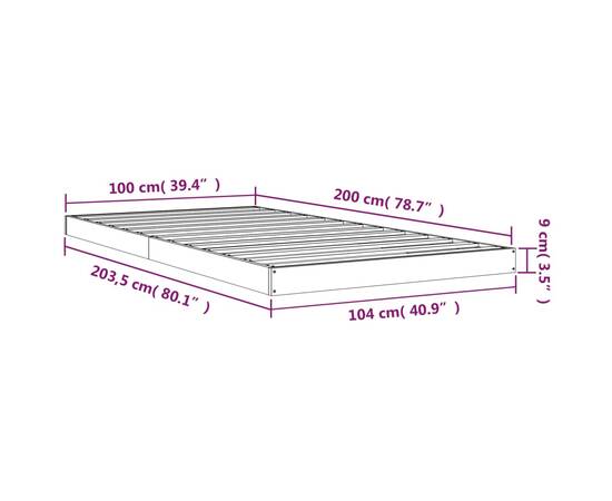 Cadru de pat, 100x200 cm, lemn masiv de pin, 8 image