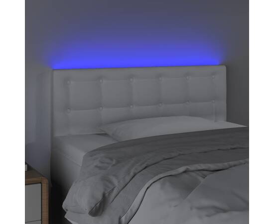 Tăblie de pat, alb, 80x5x78/88 cm, piele ecologică, 3 image