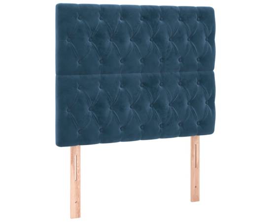 Tăblie de pat cu led, albastru închis, 100x7x118/128cm, catifea, 4 image
