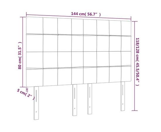 Tăblie de pat cu led, albastru, 144x5x118/128 cm, textil, 6 image