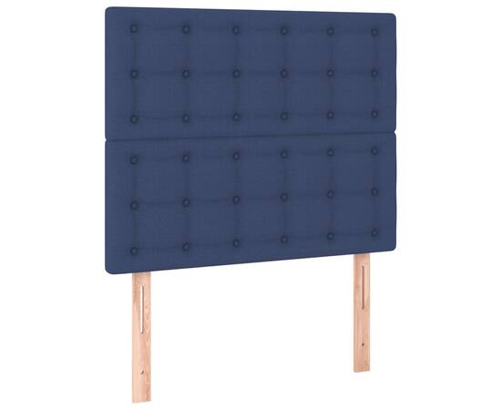 Tăblie de pat cu led, albastru, 80x5x118/128 cm, textil, 4 image