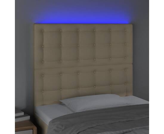 Tăblie de pat cu led, crem, 100x5x118/128 cm, textil, 3 image