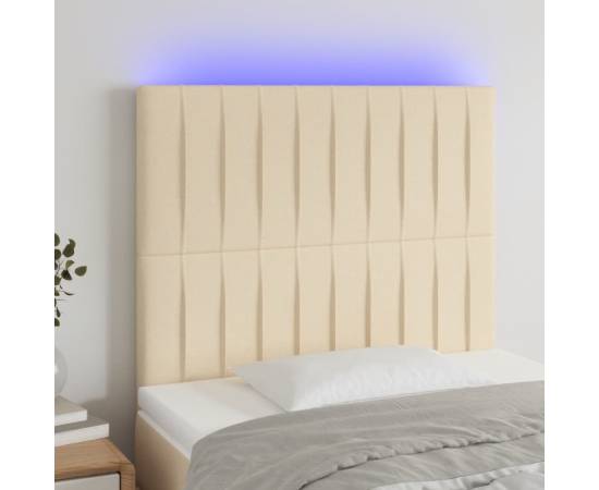 Tăblie de pat cu led, crem, 80x5x118/128 cm, textil