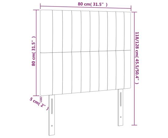 Tăblie de pat cu led, crem, 80x5x118/128 cm, textil, 6 image