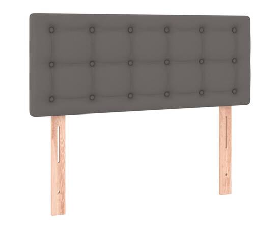 Tăblie de pat cu led, gri, 80x5x78/88 cm, piele ecologică, 4 image