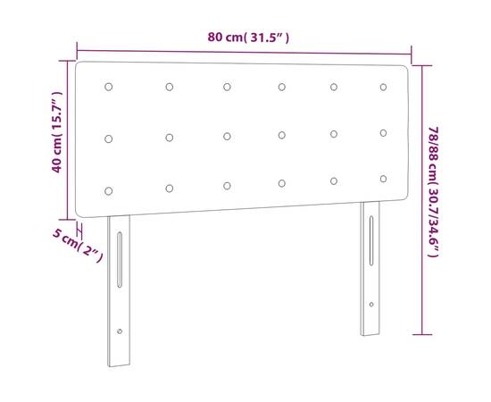 Tăblie de pat cu led, gri, 80x5x78/88 cm, piele ecologică, 6 image