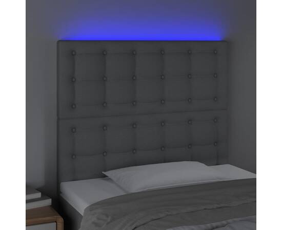 Tăblie de pat cu led, gri deschis, 100x5x118/128 cm, textil, 3 image