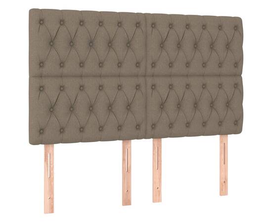 Tăblie de pat cu led, gri taupe, 144x7x118/128 cm, textil, 4 image