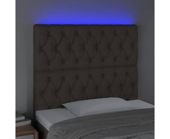 Tăblie de pat cu led, gri taupe, 90x7x118/128 cm, textil, 3 image