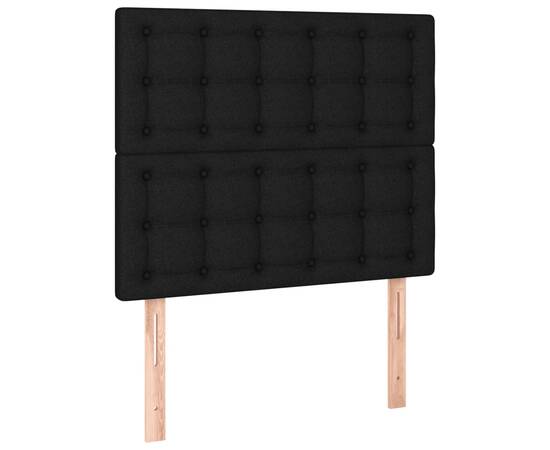 Tăblie de pat cu led, negru, 100x5x118/128 cm, textil, 4 image