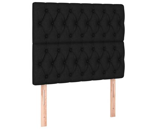 Tăblie de pat cu led, negru, 100x7x118/128 cm, textil, 4 image
