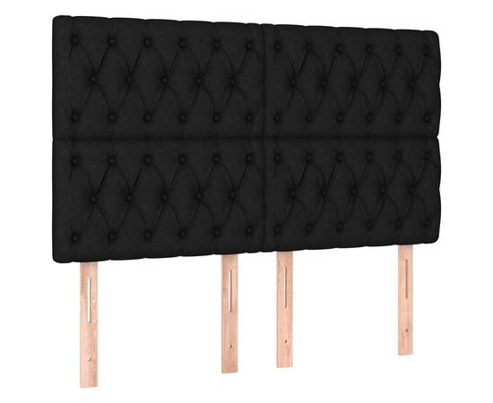 Tăblie de pat cu led, negru, 144x5x118/128 cm, textil, 4 image