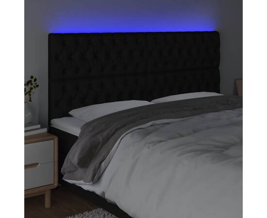 Tăblie de pat cu led, negru, 180x7x118/128 cm, textil, 3 image