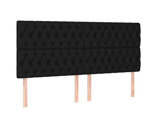 Tăblie de pat cu led, negru, 200x7x118/128 cm, textil, 4 image
