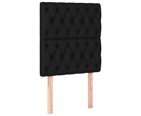 Tăblie de pat cu led, negru, 80x7x118/128 cm, textil, 4 image