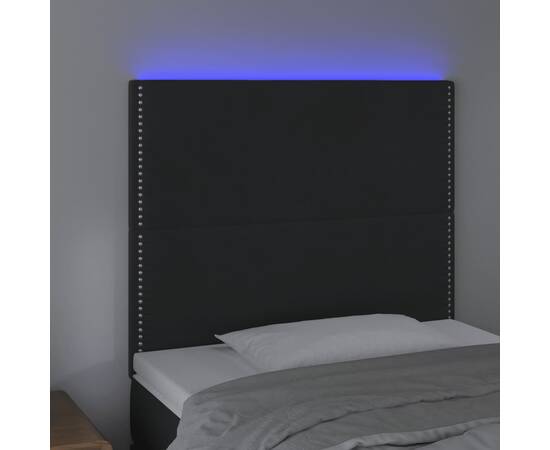 Tăblie de pat cu led, negru, 90x5x118/128 cm, catifea, 3 image