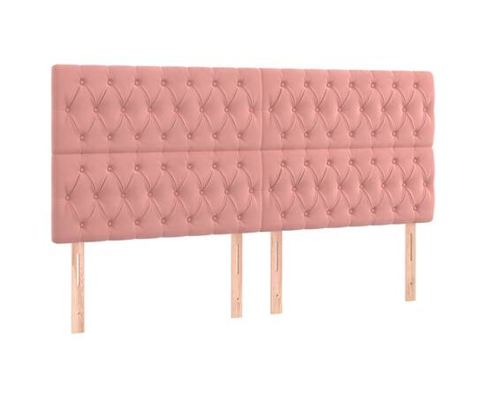 Tăblie de pat cu led, roz, 180x7x118/128 cm, catifea, 4 image