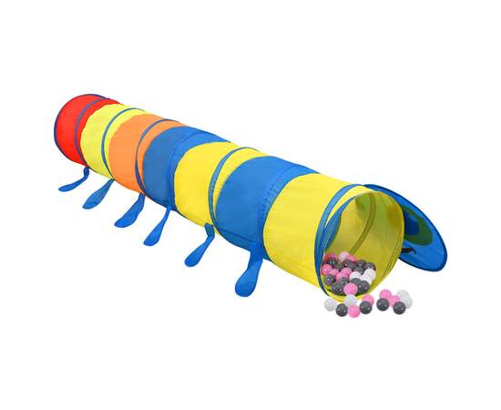 Tunel de joacă pt copii, 250 bile, multicolor, 245 cm poliester, 2 image