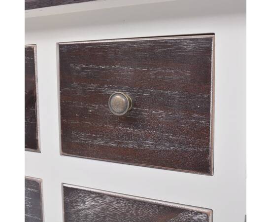 Dulap consolă cu 6 sertare, maro și alb, lemn, 3 image