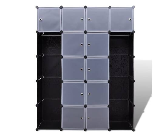 Dulap modular 14 compartimente alb și negru 37 x 146 x 180,5 cm, 3 image