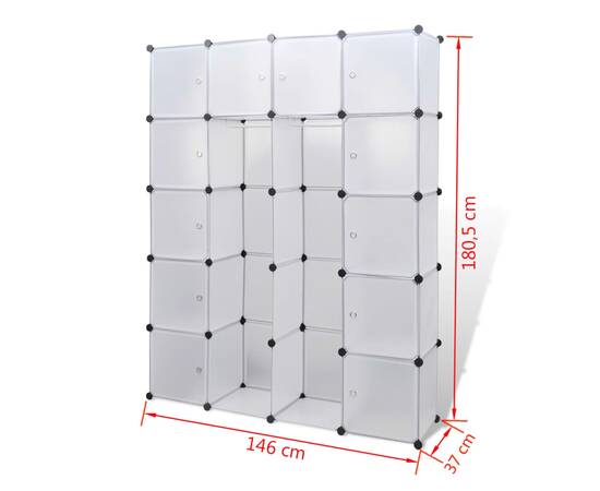 Dulap modular cu 14 compartimente alb 37 x 146 x 180,5 cm, 6 image