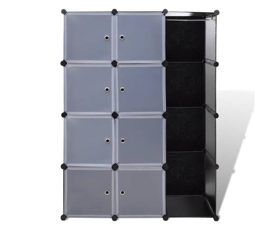 Dulap modular cu 9 compartimente, 37x115x150 cm, negru și alb, 3 image