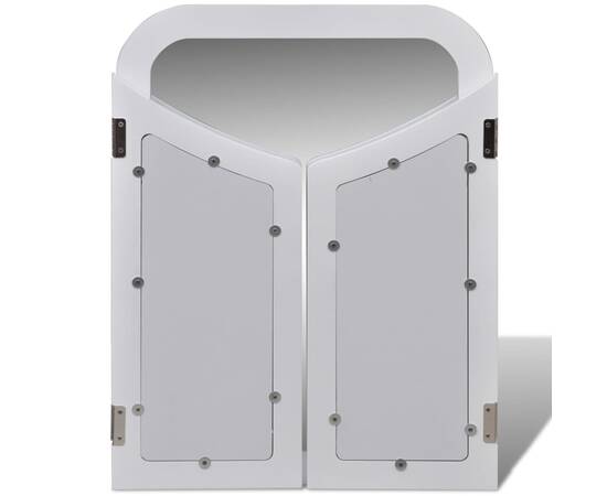 Masă de toaletă cu oglindă 3 în 1 și taburet, 2 sertare, alb, 7 image