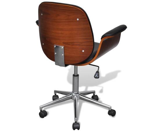 Scaun cu brațe pivotant, lemn curbat și piele ecologică, 5 image