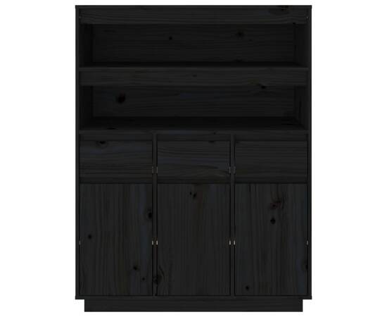 Dulap înalt, negru, 89x40x116,5 cm, lemn masiv de pin, 3 image