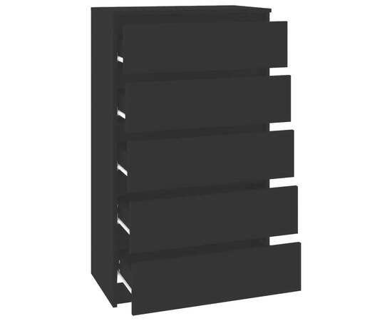 Dulap cu sertar, negru, 60x36x103 cm, lemn prelucrat, 7 image