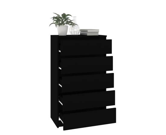 Dulap cu sertar, negru, 60x36x103 cm, lemn prelucrat, 5 image