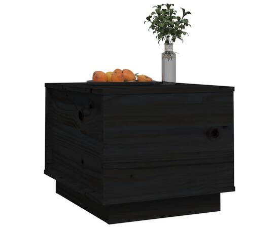 Măsuță de cafea, negru, 40x50x35 cm, lemn masiv de pin, 4 image