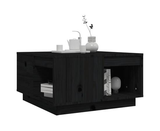 Măsuță de cafea, negru, 60x61x32,5 cm, lemn masiv de pin, 4 image