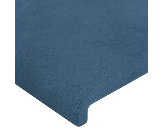 Tăblie de pat cu led, albastru închis, 103x16x118/128cm catifea, 5 image