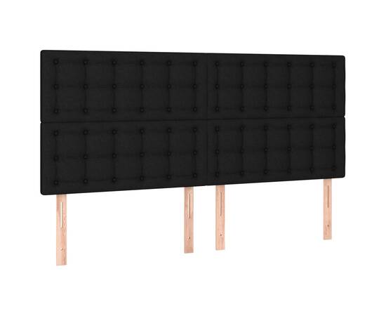 Tăblie de pat cu led, negru, 200x5x118/128 cm, textil, 4 image
