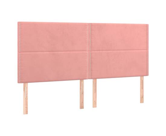 Tăblie de pat cu led, roz, 160x5x118/128 cm, catifea, 4 image
