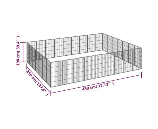 Țarc câini 32 panouri negru 50x100 cm oțel vopsit electrostatic, 7 image