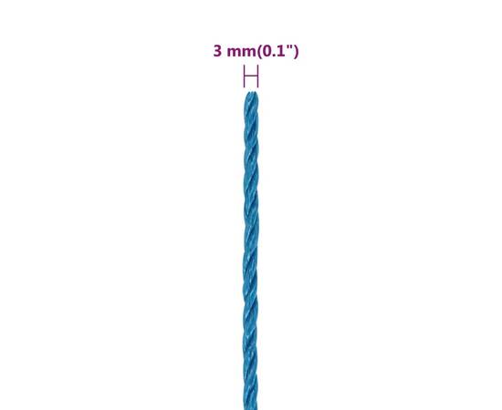 Frânghie de lucru, albastru, 3 mm, 250 m, polipropilenă, 6 image