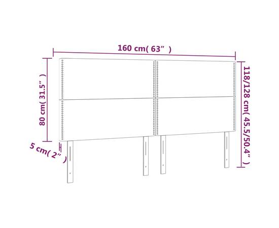 Tăblie cu led-uri, alb, 160x5x118/128 cm, piele ecologică, 6 image