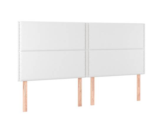 Tăblie cu led-uri, alb, 160x5x118/128 cm, piele ecologică, 4 image