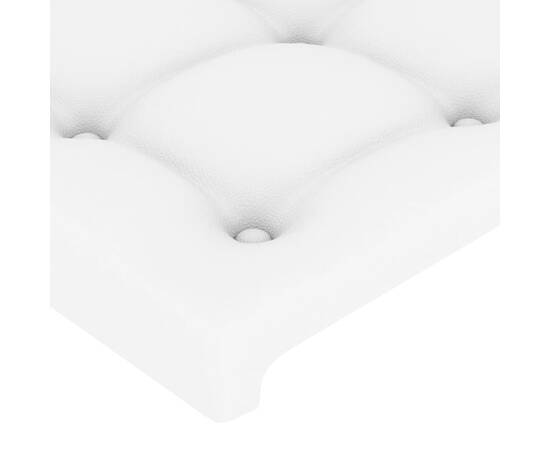 Tăblie de pat cu led, alb, 90x5x78/88 cm, piele ecologică, 5 image