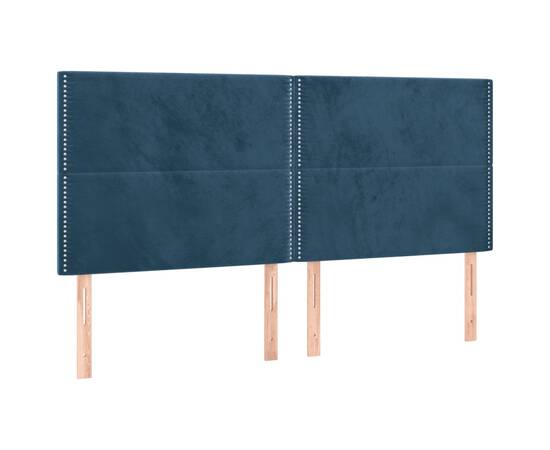 Tăblie de pat cu led, albastru închis, 160x5x118/128cm, catifea, 4 image