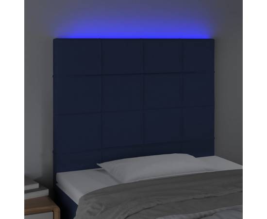 Tăblie de pat cu led, albastru, 80x5x118/128 cm, textil, 3 image