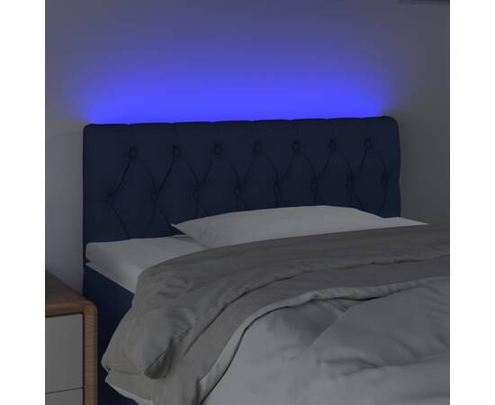 Tăblie de pat cu led, albastru, 90x7x78/88 cm, textil, 3 image