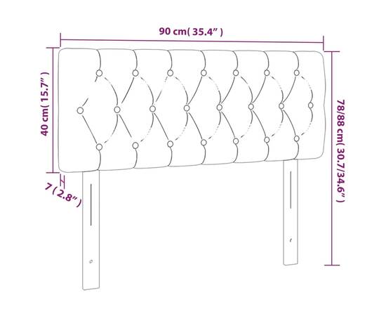 Tăblie de pat cu led, albastru, 90x7x78/88 cm, textil, 6 image