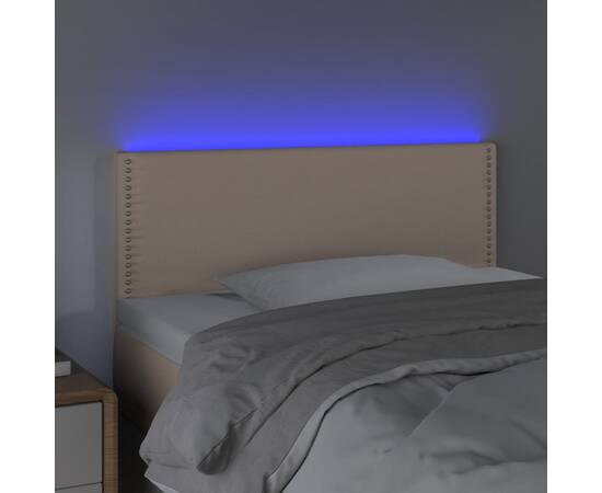 Tăblie de pat cu led, cappuccino, 80x5x78/88cm, piele ecologică, 3 image